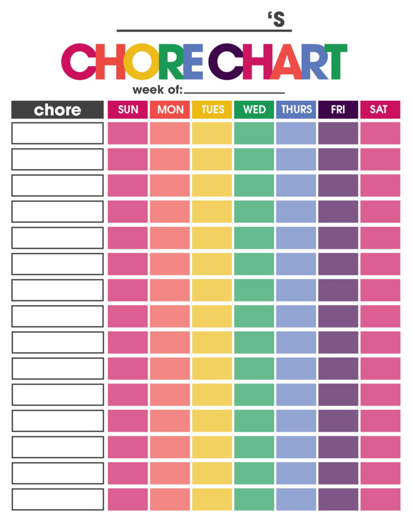9 Best Printable Household Chore Charts Printablee