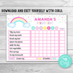 Editable Girl Rainbow Reward Chart For Kids Rainbow Routine Etsy In