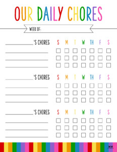 Printable Chore Charts For Multiple Children - PrintableChoreCharts.net