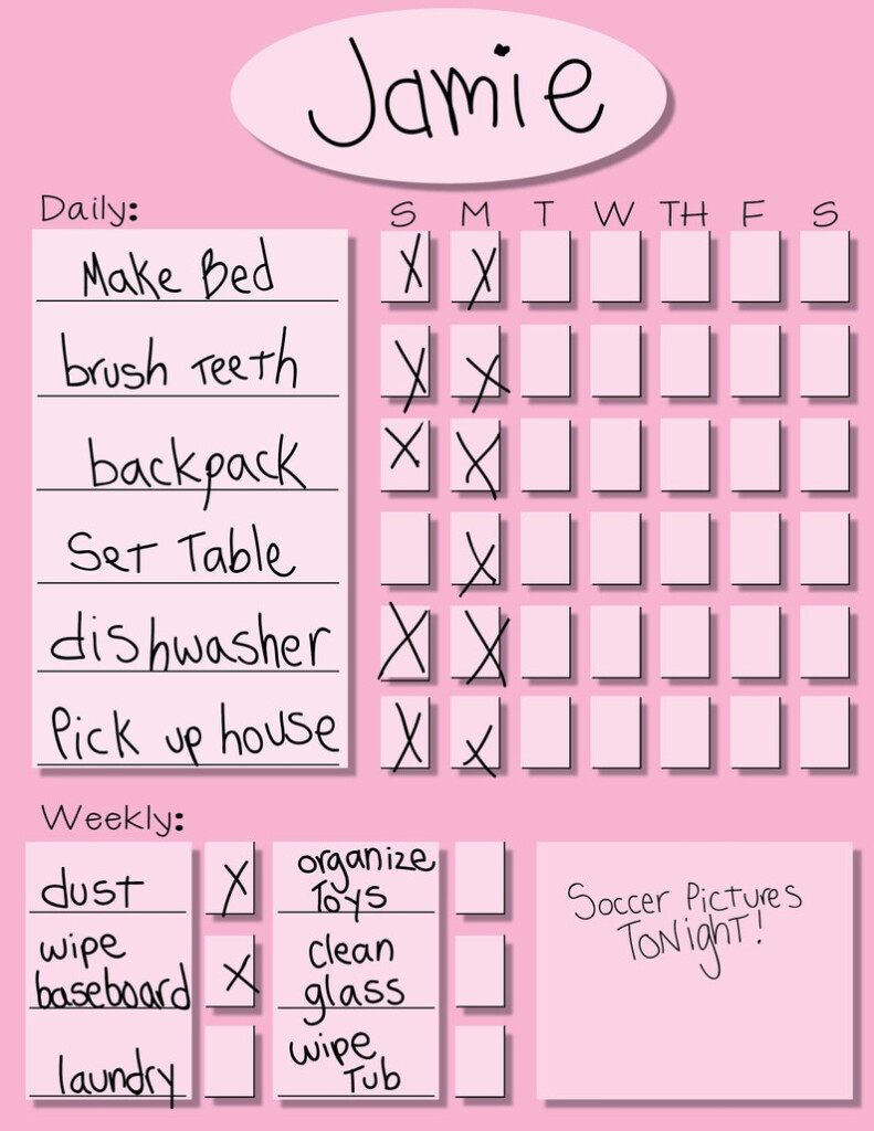 Pink Printable Chore Chart editable Chore Chart daily Etsy