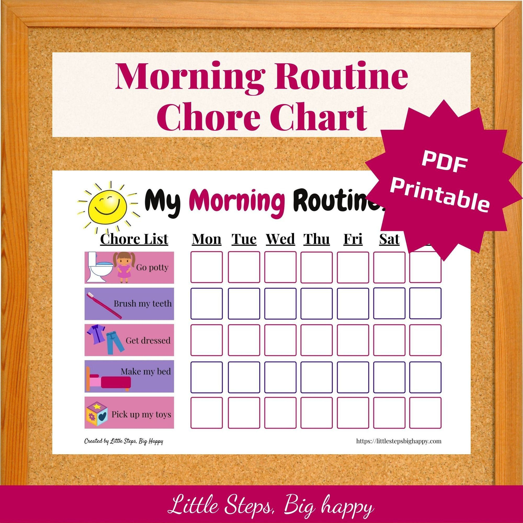 Printable Morning Routine Chart For Kids Chore List With Etsy In 2020 Printable Morning Routine Chart For Kids Chore List With Etsy In 2020
