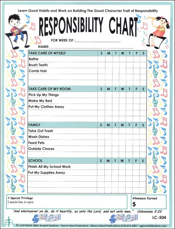 Responsibility Laminated Chart Main Photo Cover Chores For Kids 