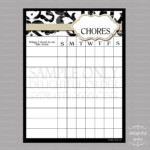 Tan Black Chore Chart PDF File Instant Digital Download